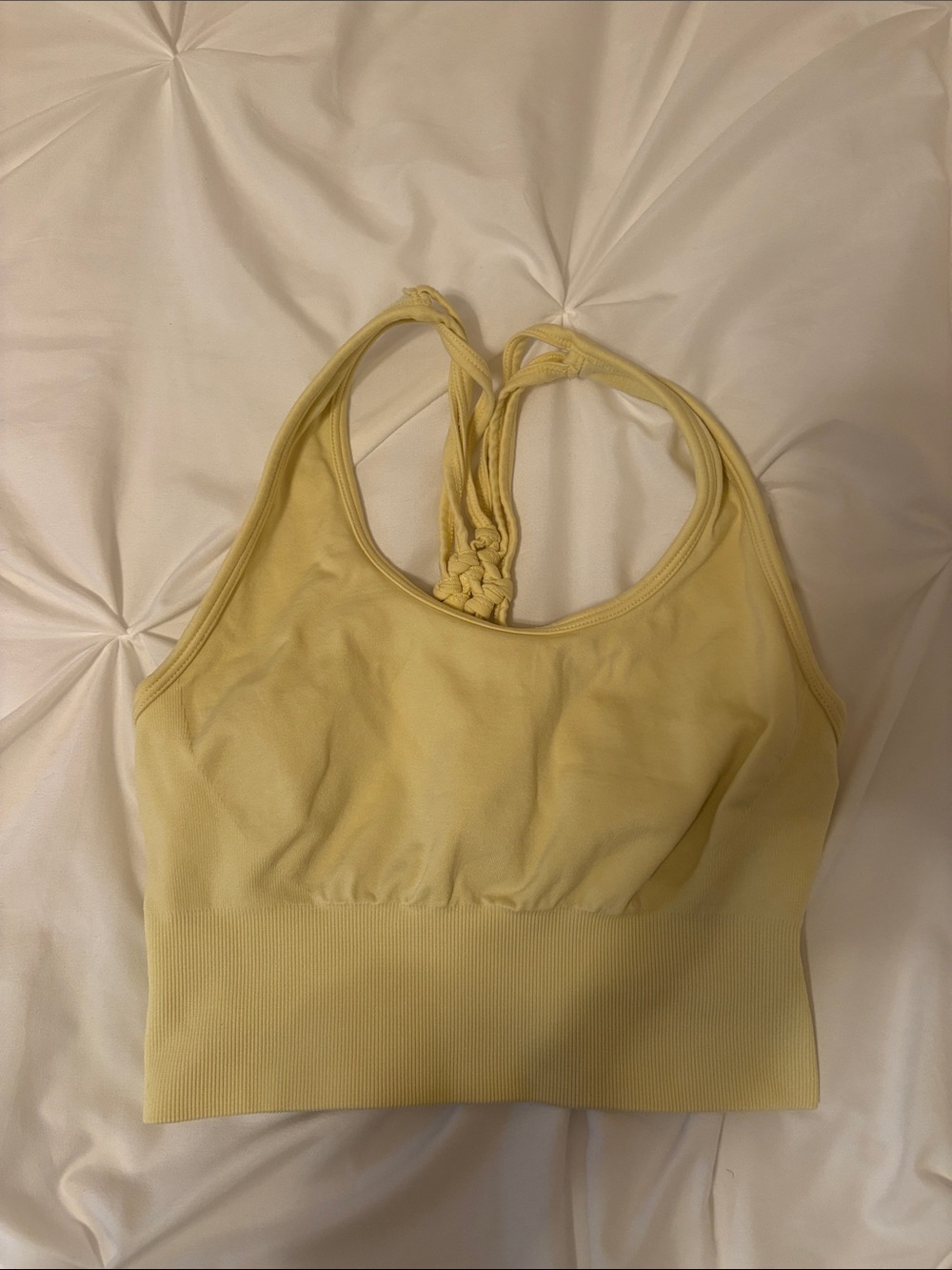 Seamless Yellow Bra Top with Braided Back